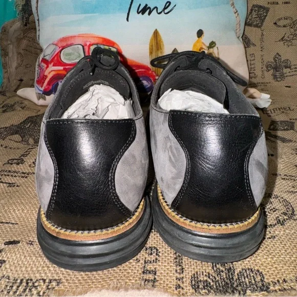 Cole Haan Men'S Oxford Grand Grey Suede Black Leather Shoes Size 12 - Picture 6 of 12